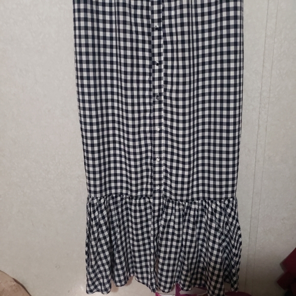 J. Crew Black and White Ruched Ruffled Maxi Sundress..SIZE:12T - Picture 3 of 15